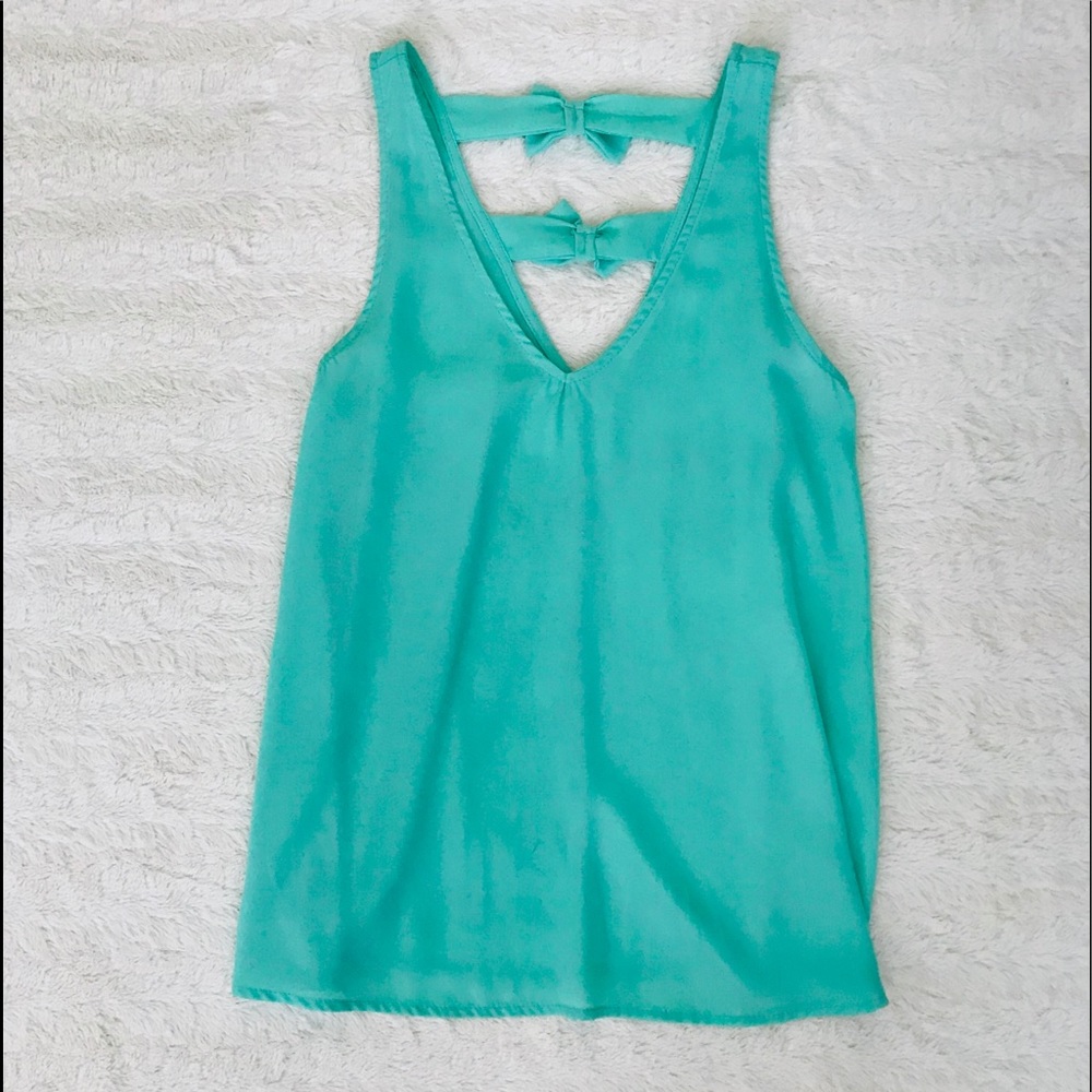 3 for$25 Everly mint green bow tie sleeveless top